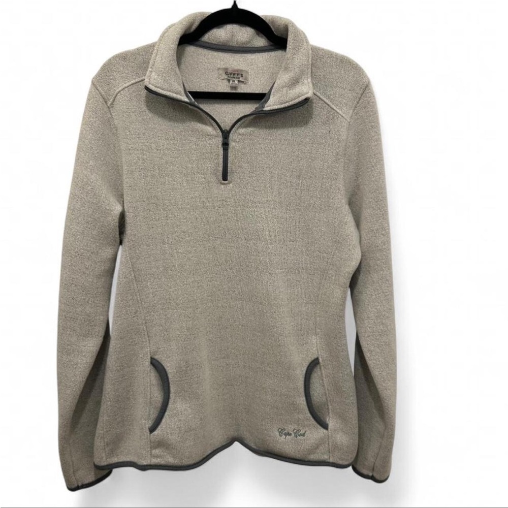 Cuffy's Cape Cod Women's Quarter Zip Pullover XL Gray Cozy Fleece Coastal Preppy